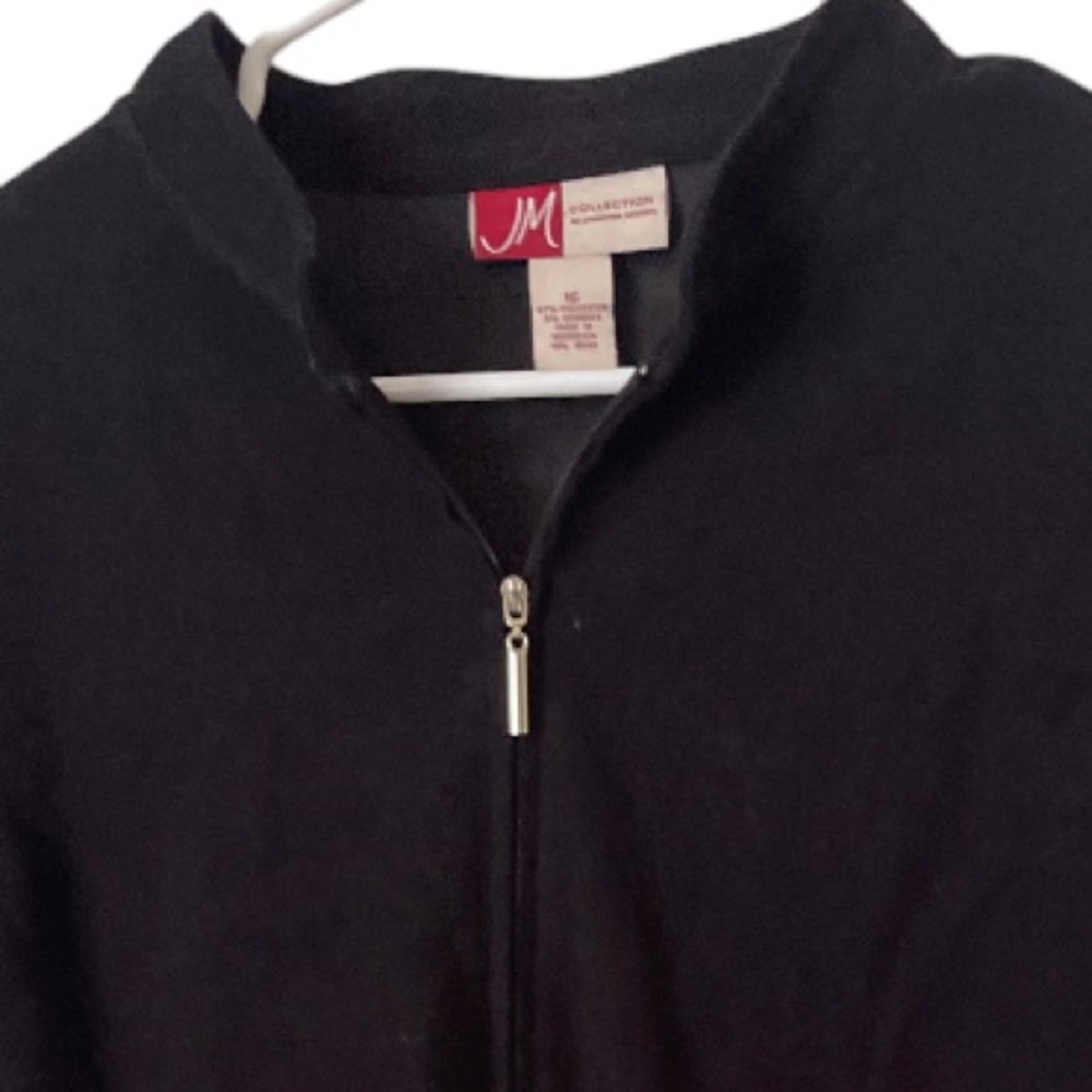 JM Collection Black Zip Front Blazer Jacket Size 16 - Picture 2 of 3